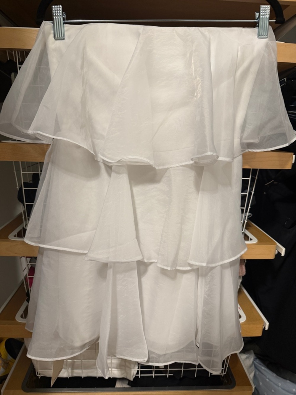 Abercrombie & Fitch Strapless White Layered Ruffle Dress